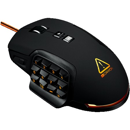 test Demo artikal artikal CANYON Wired MMO gaming mice programmable, Pixart 3325 IC sensor, DPI up to 10000 adjustable and Marco setting by software, Black rubber co