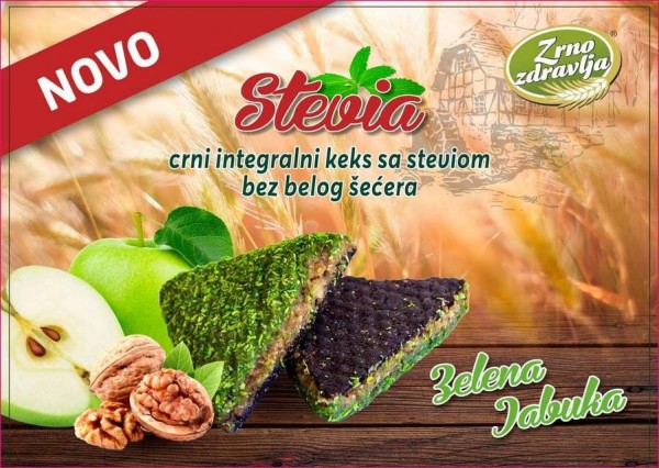 Crni integralni keks sa Stevijem i ukusom zelene jabuke i oraha